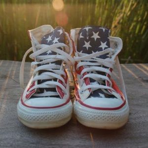 High-top “old glory” American flag Converse
